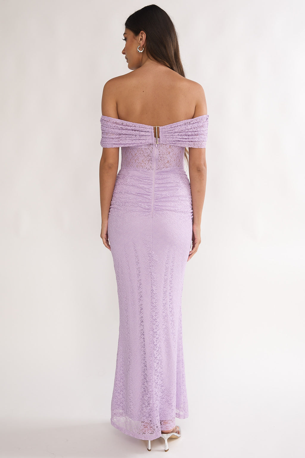 Silver Moon Off-Shoulder Maxi Dress Lilac by Selfie Leslie