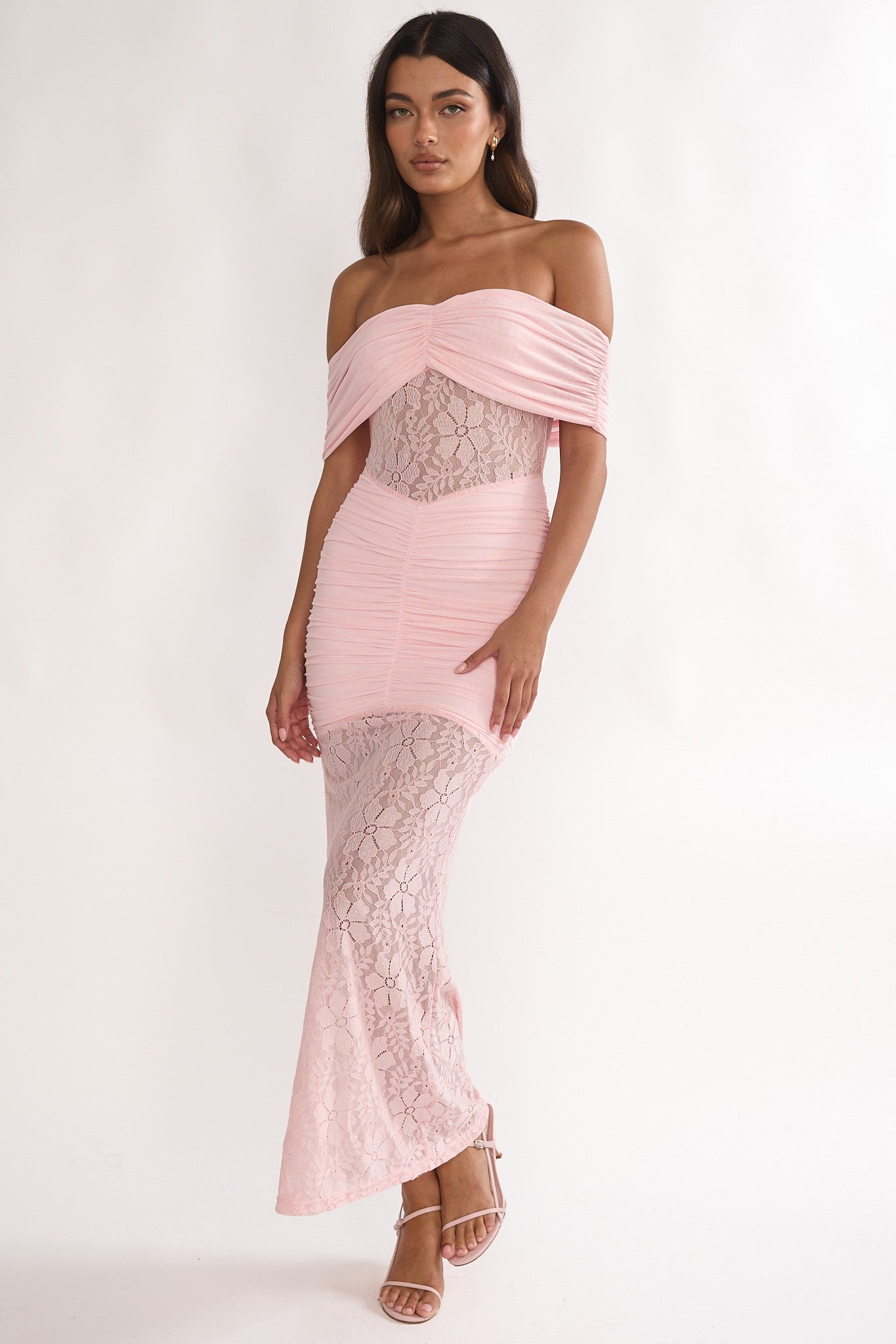 Silver Moon Off-Shoulder Maxi Dress Floral Pink– Selfie Leslie