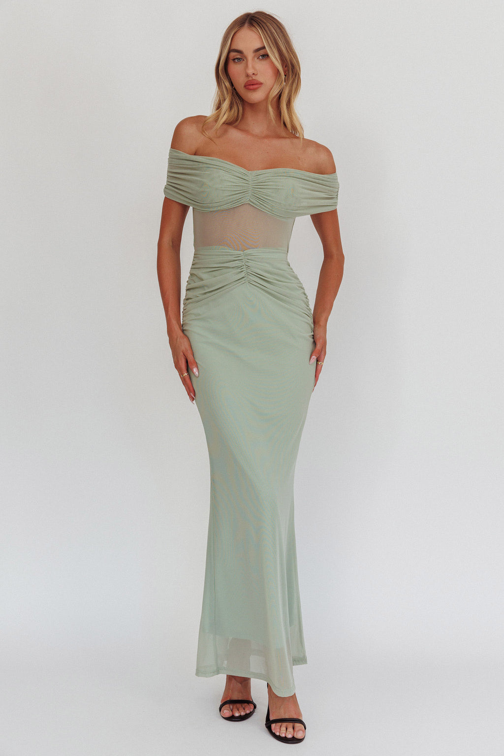 Silver Moon Off-Shoulder Maxi Dress Sage Selfie Leslie Silver Moon Off-Shoulder Maxi Dress Sage Selfie Leslie