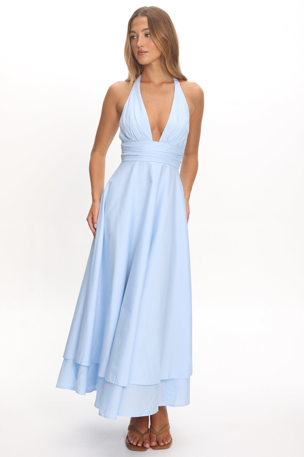 As It Was Halterneck A-Line Maxi Dress Light Blue by Selfie Leslie