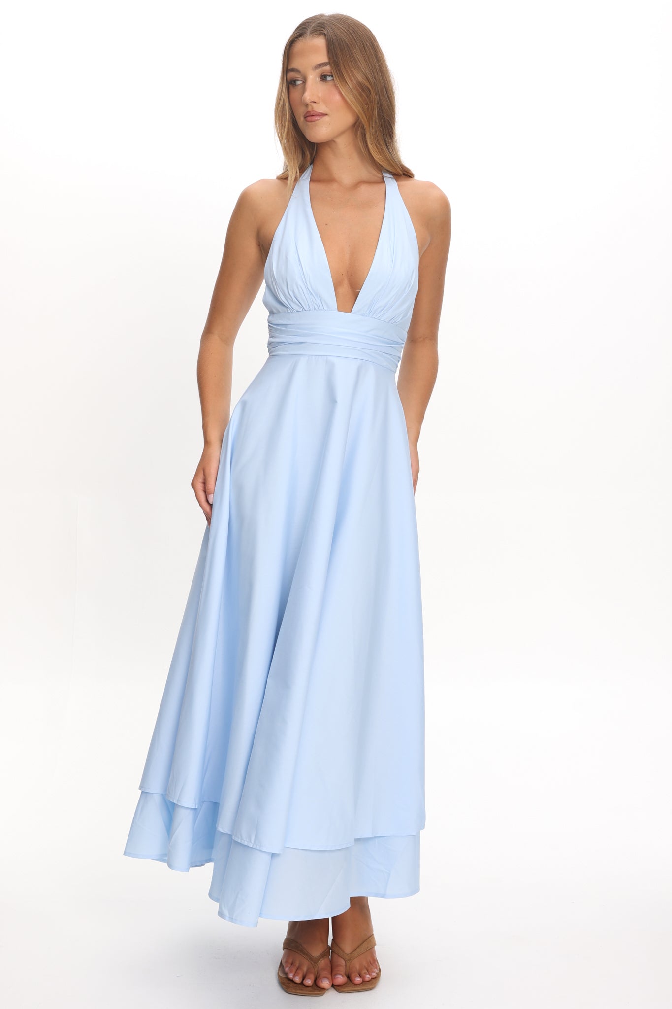 As It Was Halterneck A-Line Maxi Dress Light Blue by Selfie Leslie