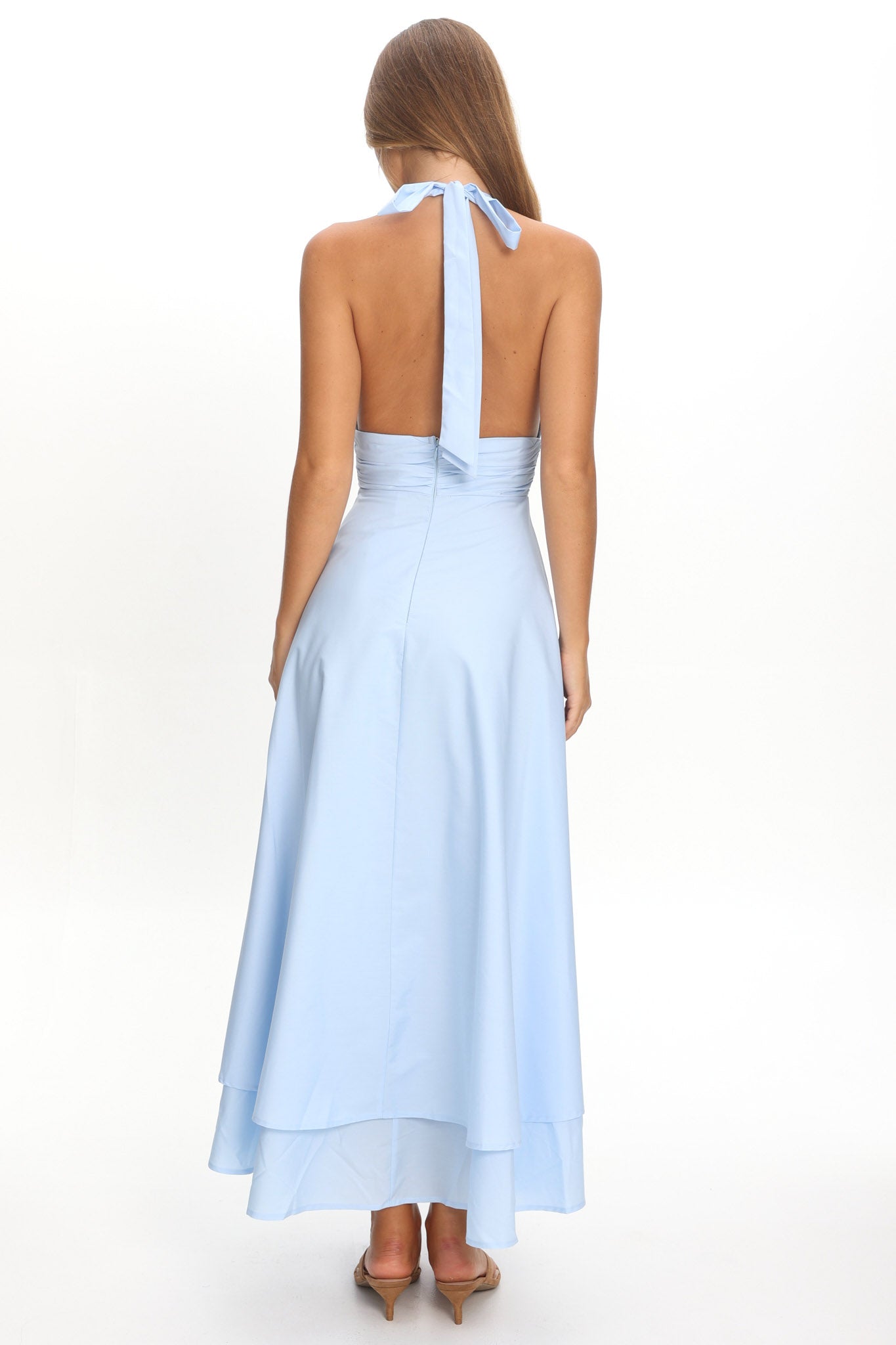 As It Was Halterneck A-Line Maxi Dress Light Blue by Selfie Leslie