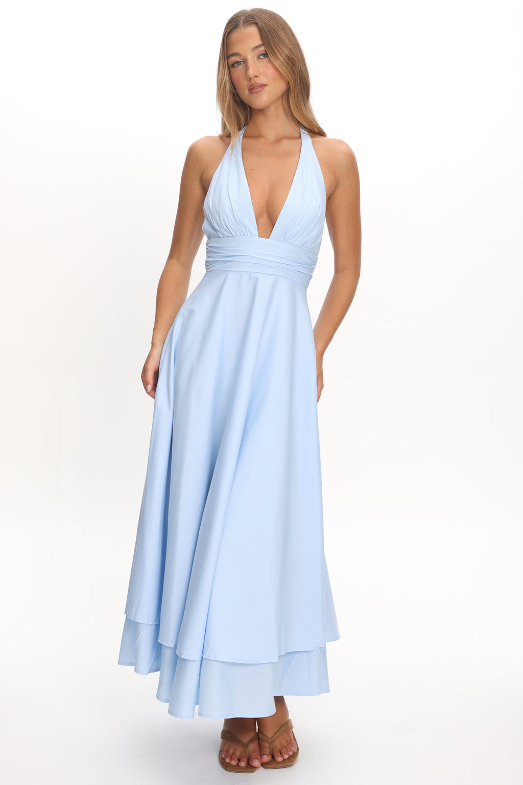 As It Was Halterneck A-Line Maxi Dress Light Blue by Selfie Leslie