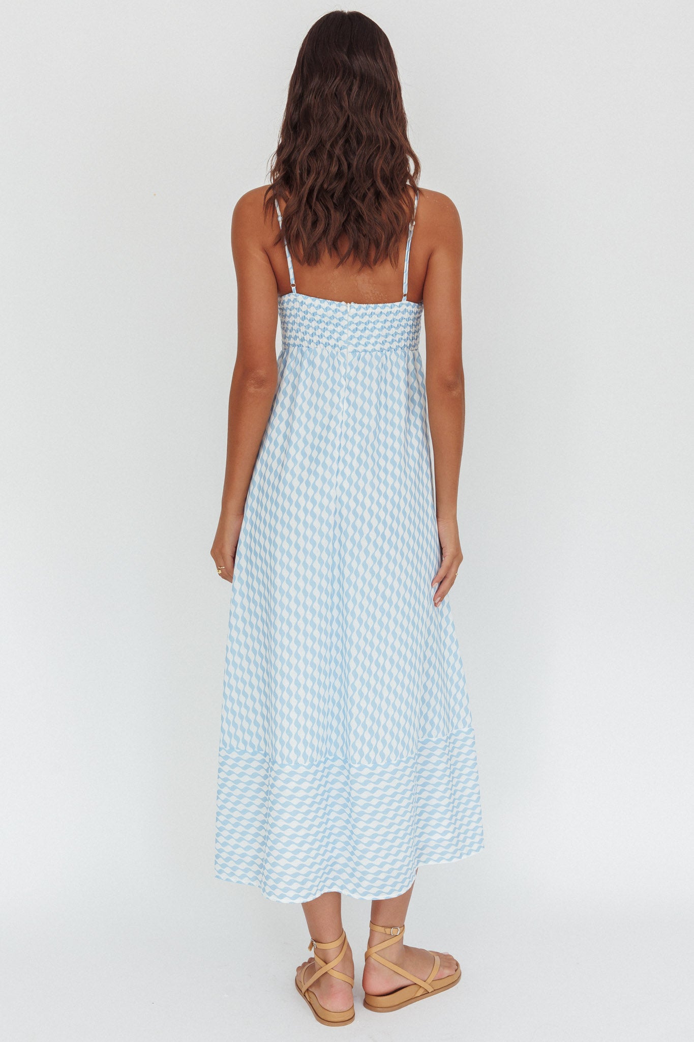 Shirley Square Neckline Maxi Dress Print Light Blue by Selfie Leslie