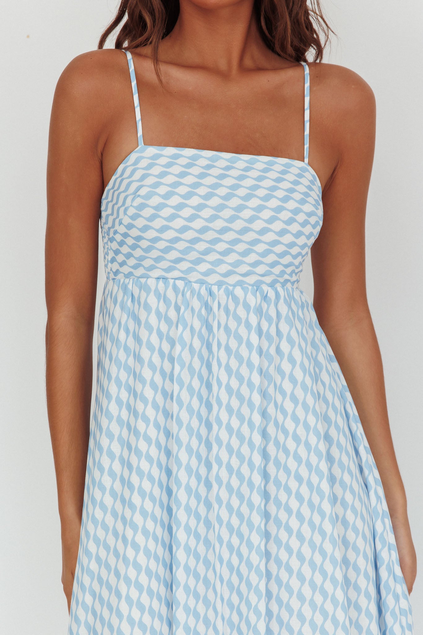 Shirley Square Neckline Maxi Dress Print Light Blue by Selfie Leslie
