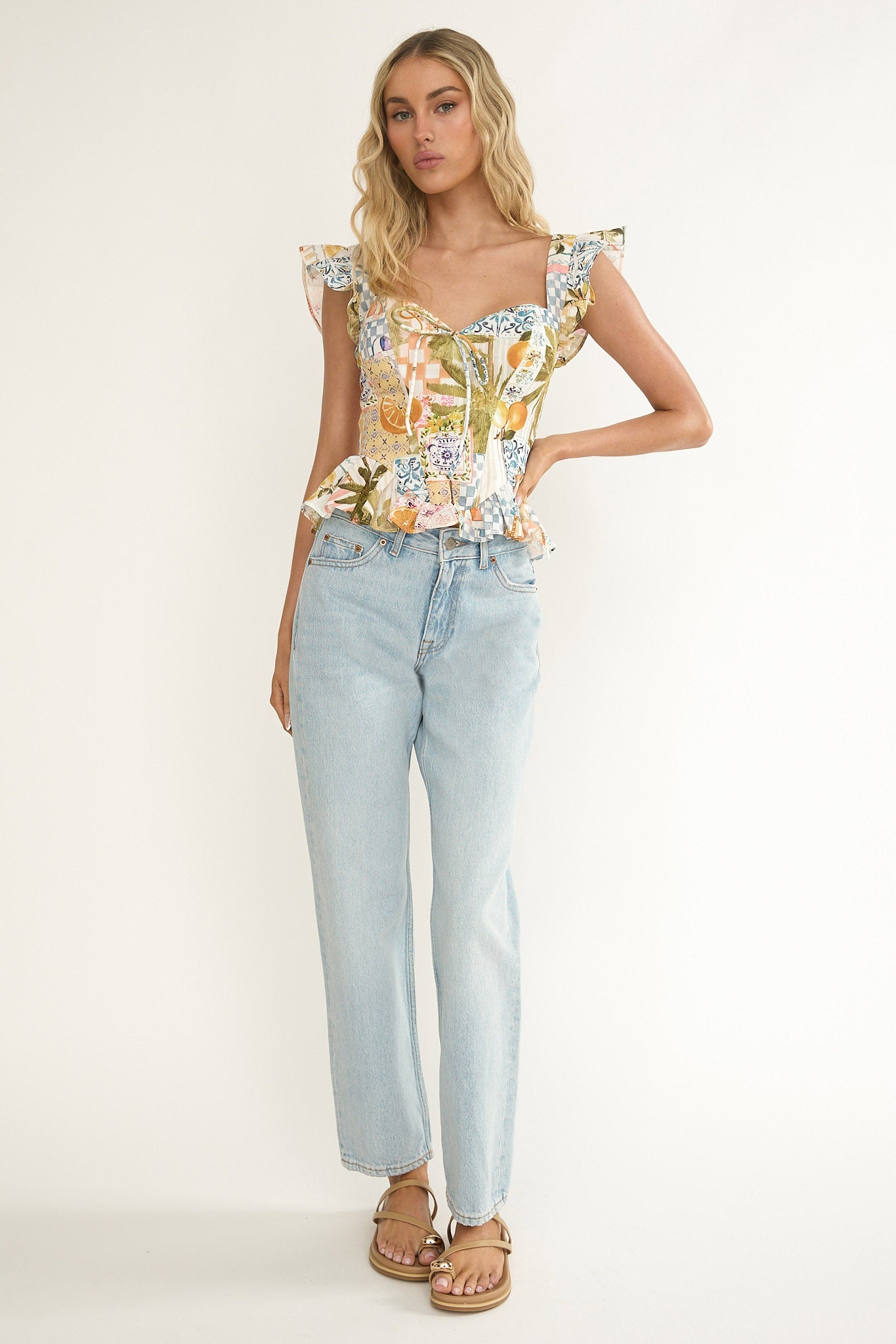 Allora Frill Sleeve Top Las Palmas by Selfie Leslie