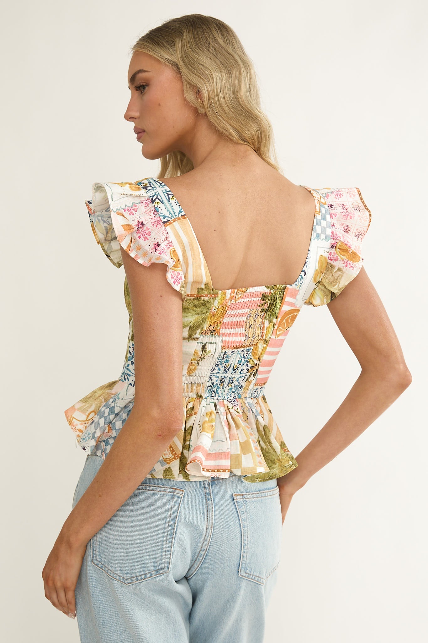 Allora Frill Sleeve Top Las Palmas by Selfie Leslie