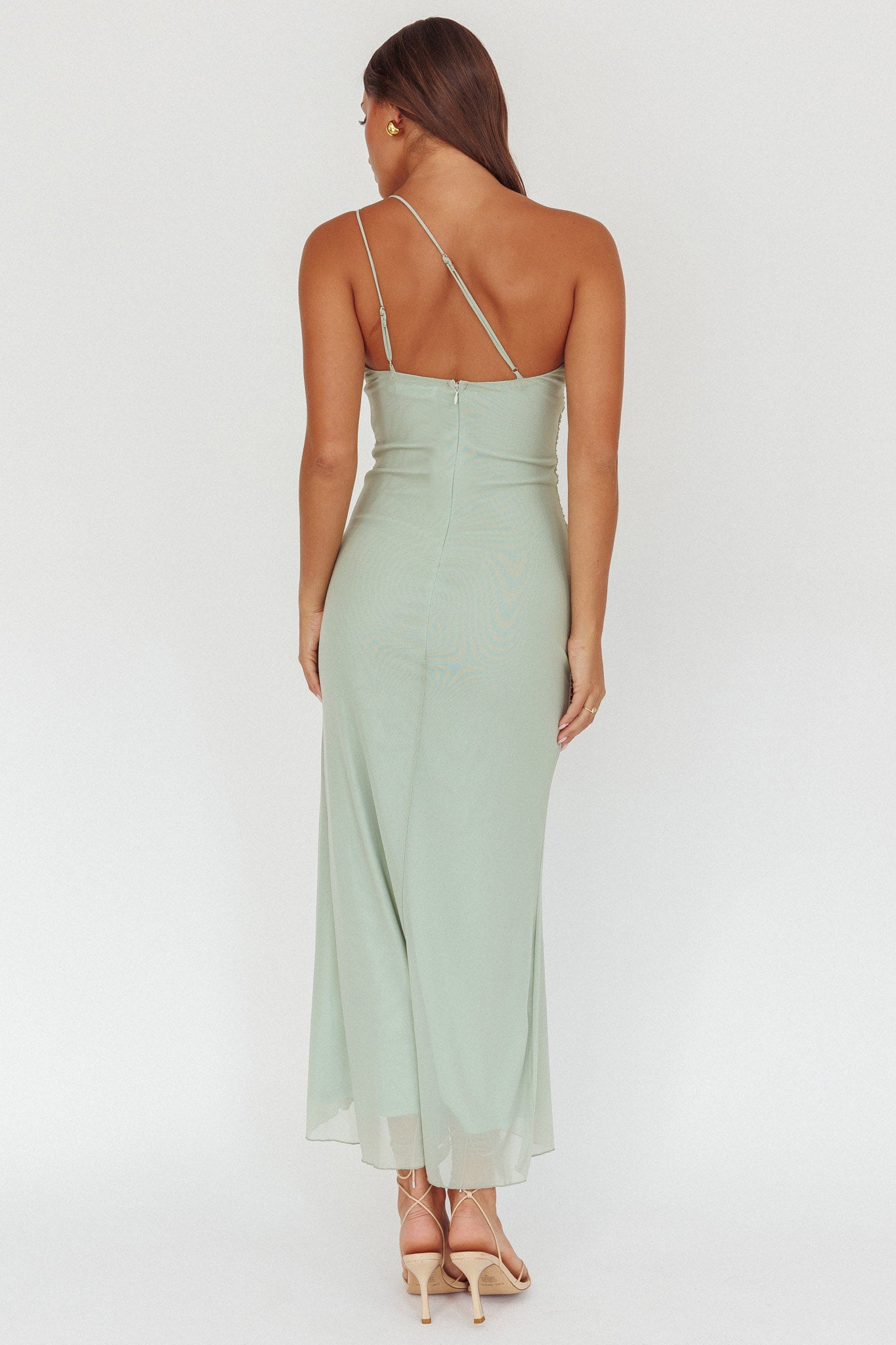 Haven One-Shoulder Ruffle Accent Maxi Dress Sage - XL Haven One-Shoulder Ruffle Accent Maxi Dress Sage - XL