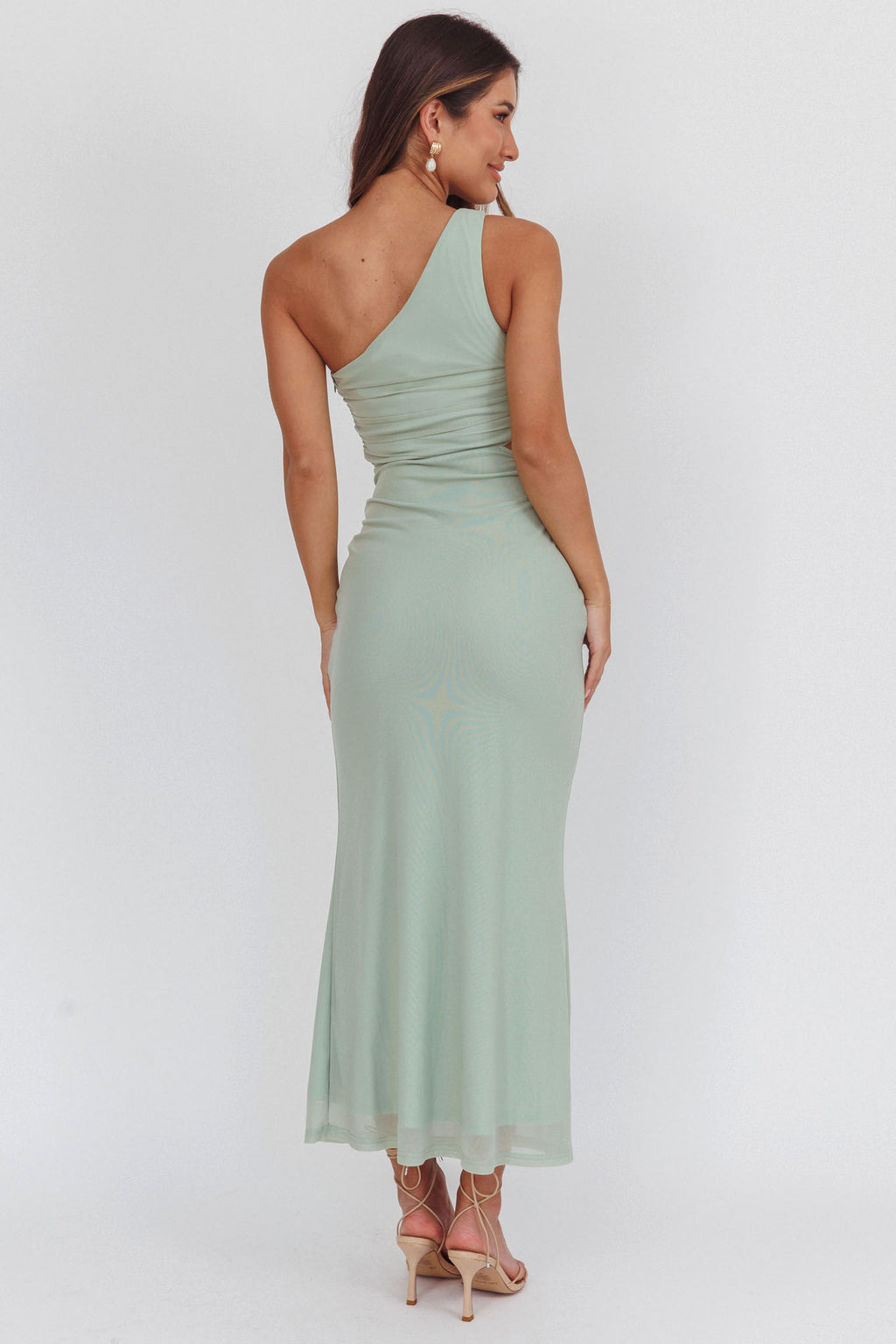 Luli One-Shoulder Cut-Out Maxi Dress Sage by Selfie Leslie
