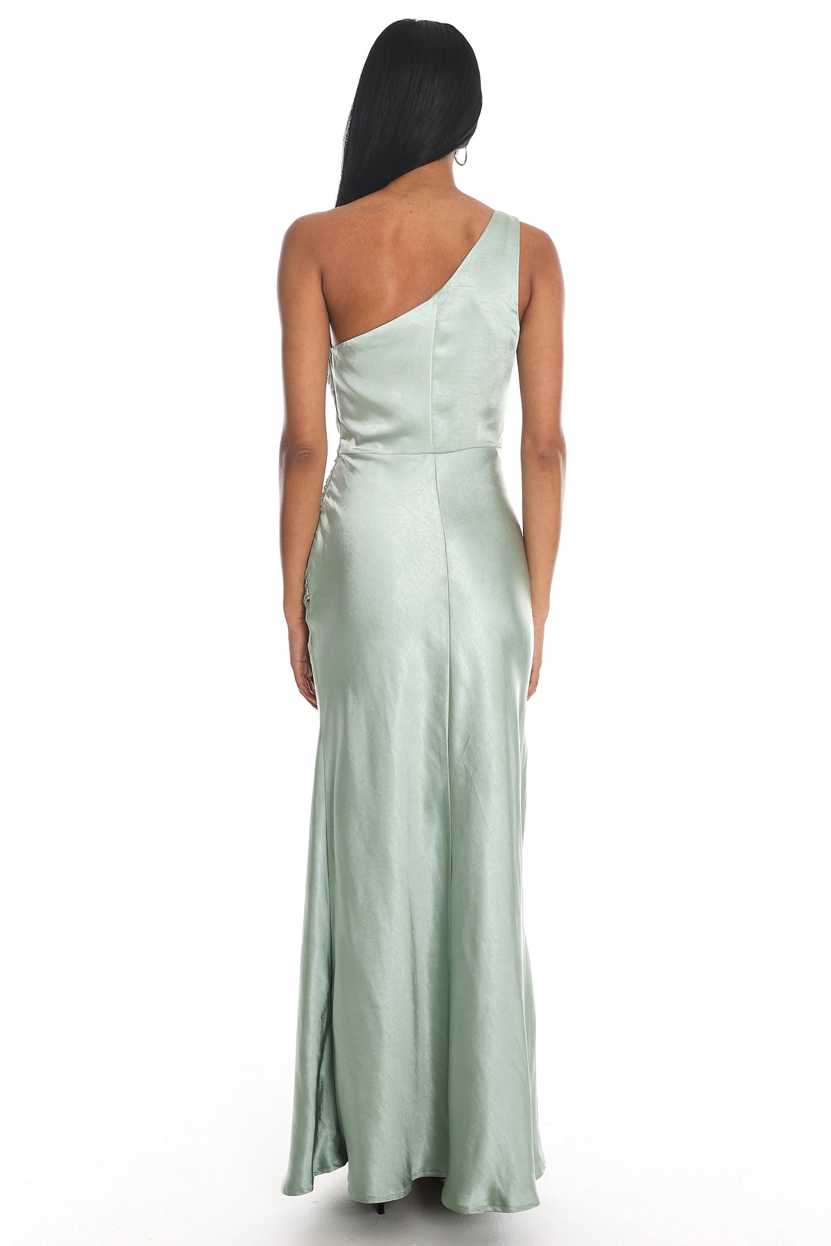 Luli One-Shoulder Waist Sash Maxi Dress Sage by Selfie Leslie