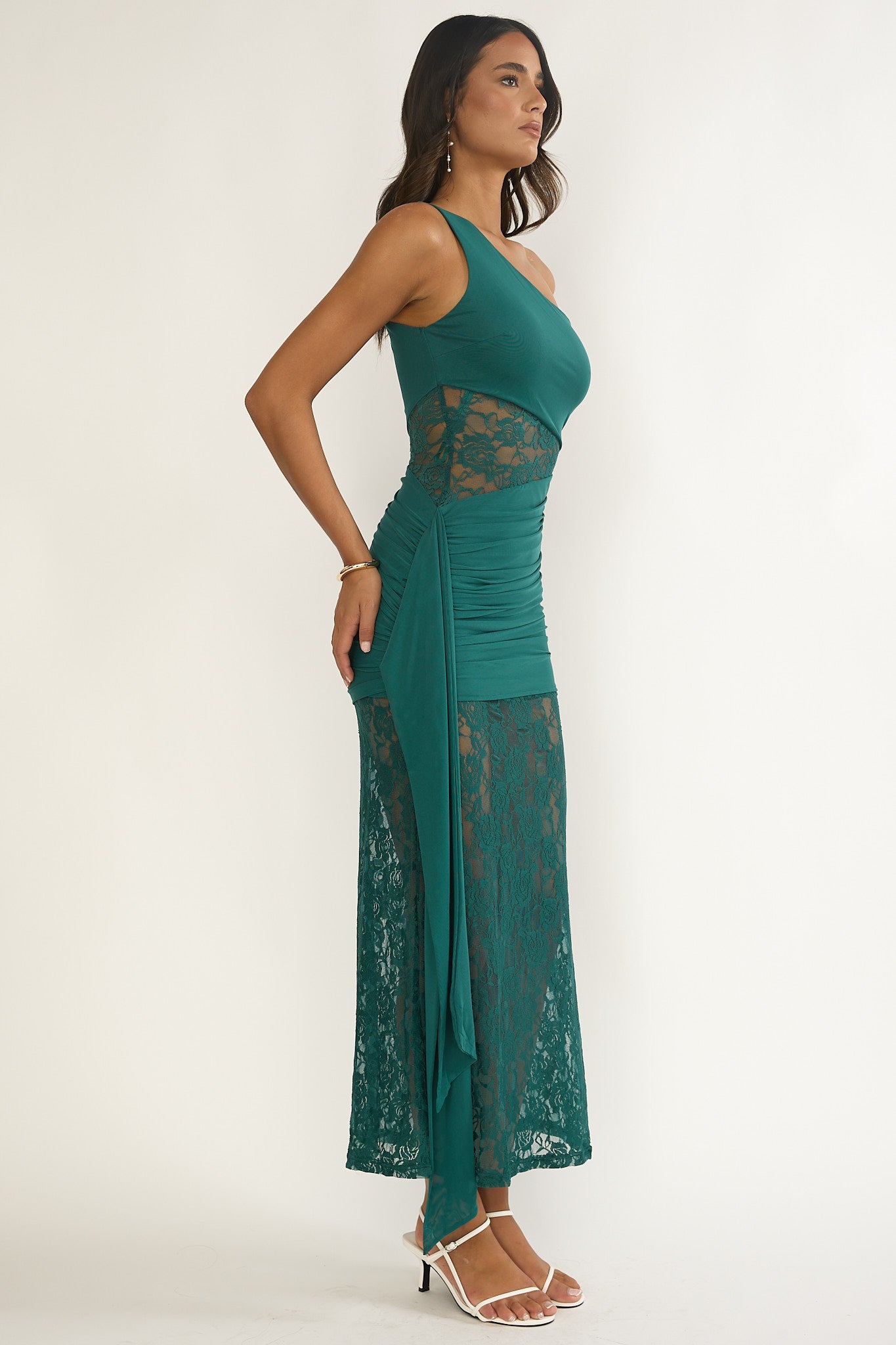 green lace maxi dress Luli Waist Sash Halter Maxi Dress Lace Teal