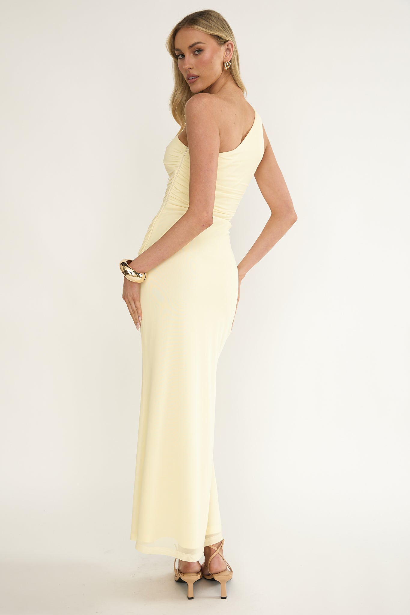 Luli One-Shoulder Cut-Out Maxi Dress Yellow by Selfie Leslie