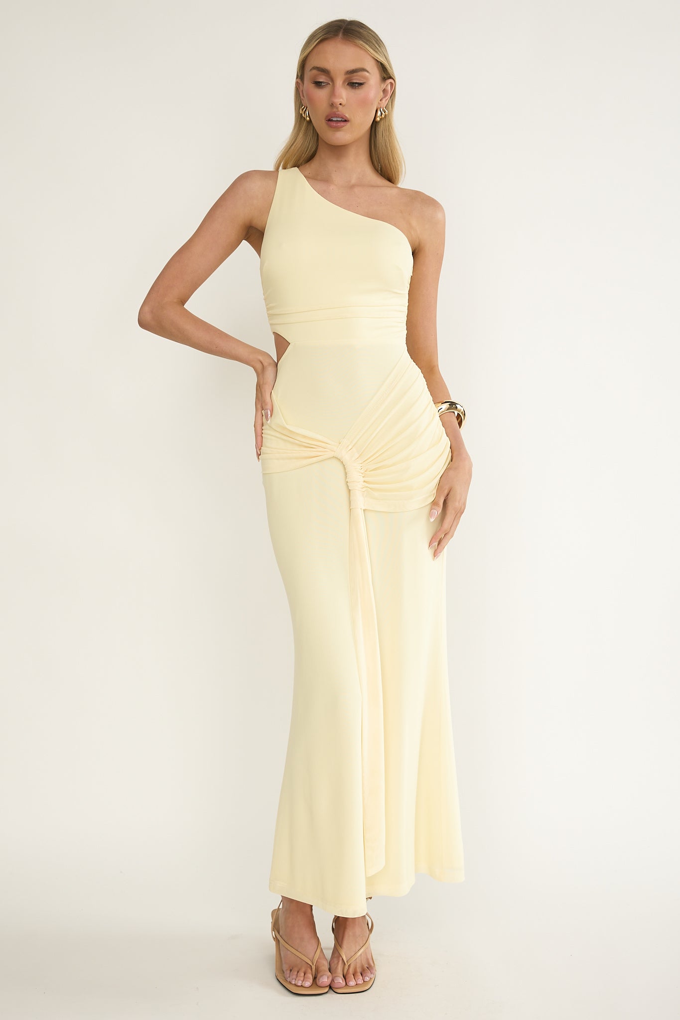 yellow cut out maxi dress Luli One-Shoulder Cut-Out Maxi Dress Yellow