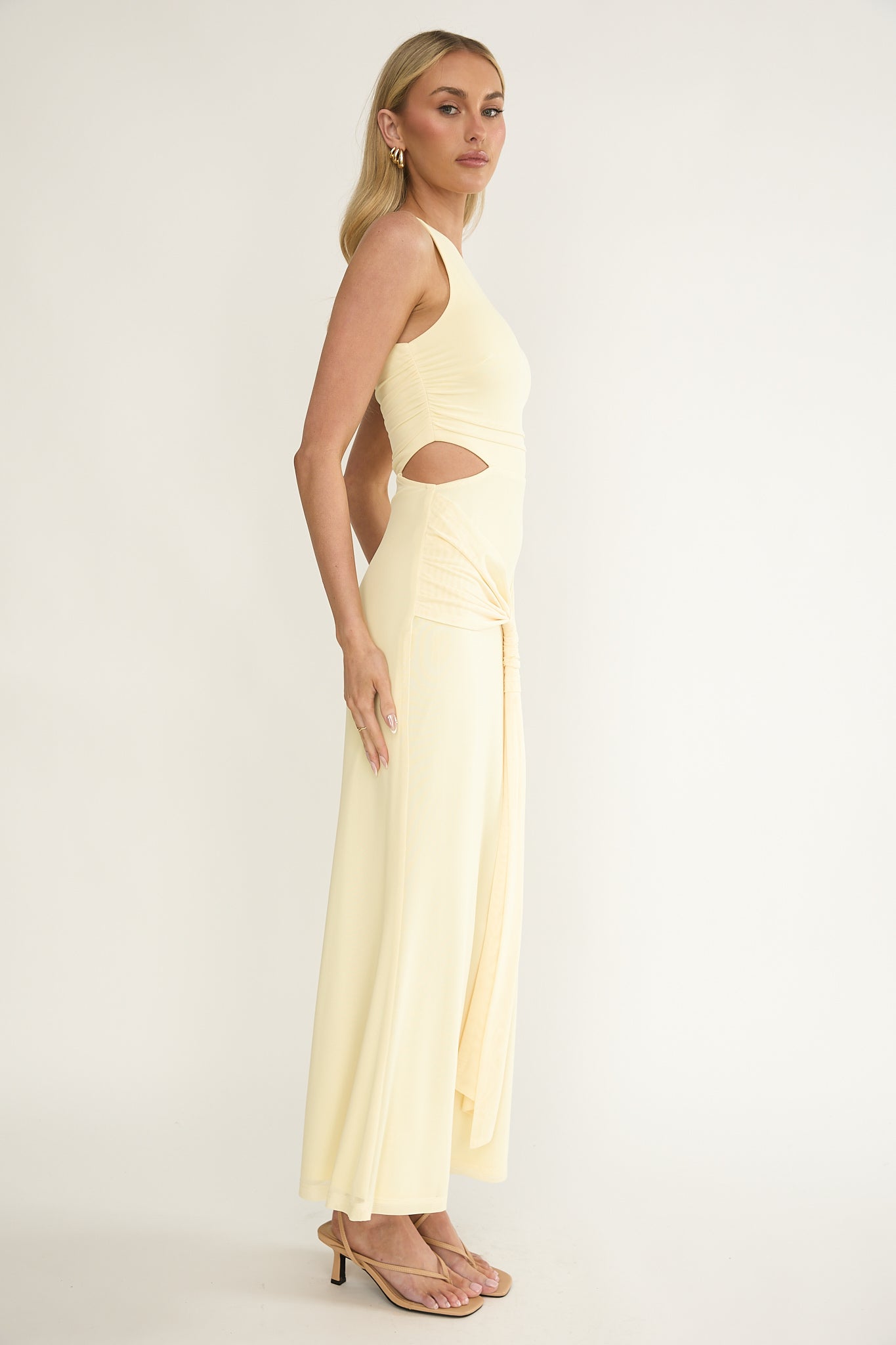 Luli One-Shoulder Cut-Out Maxi Dress Yellow by Selfie Leslie
