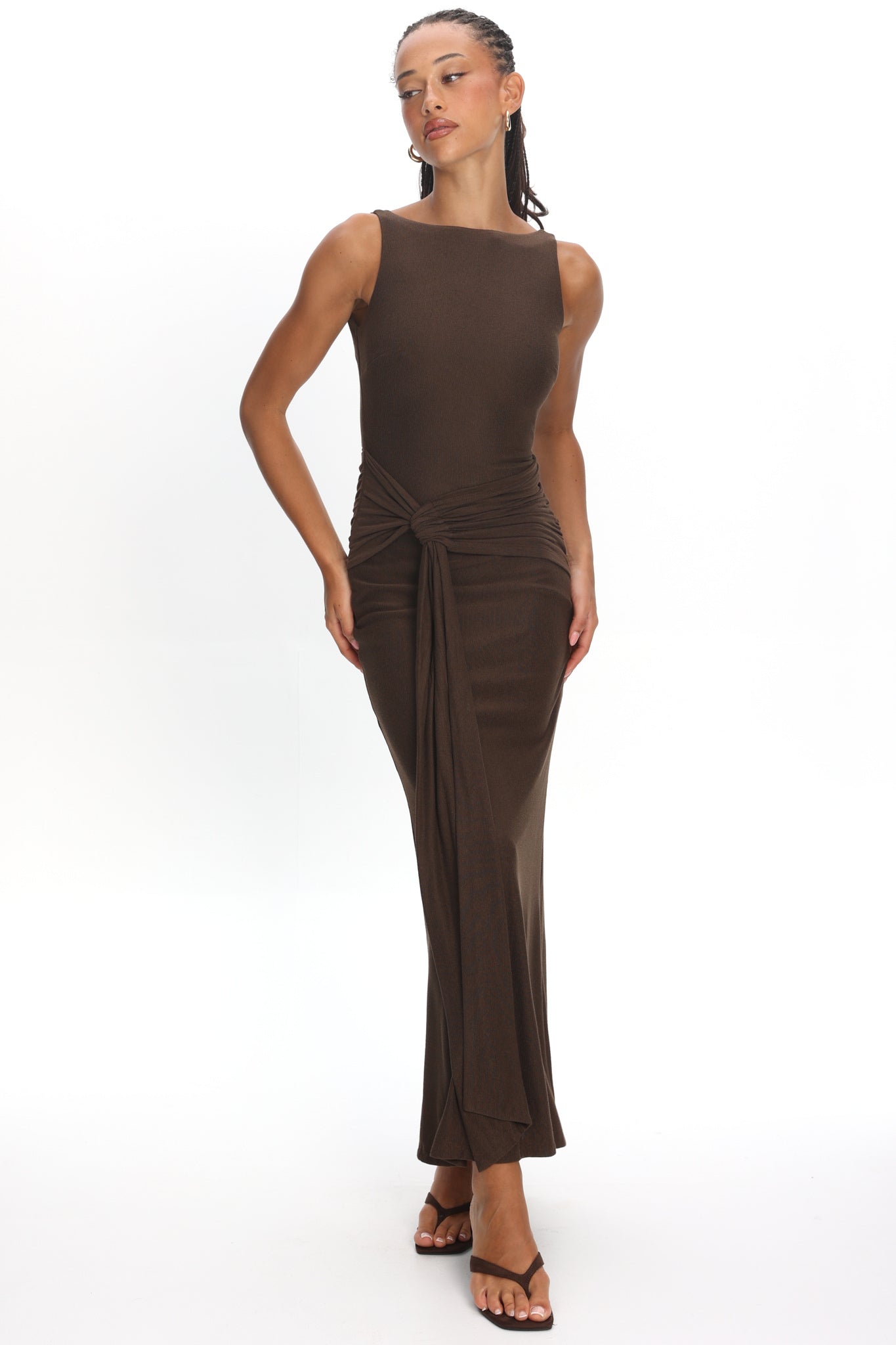 formal dress with neck sash Ladivine CD386 Elegant A-line Formal Gown with Neck Scarf Black / 12
