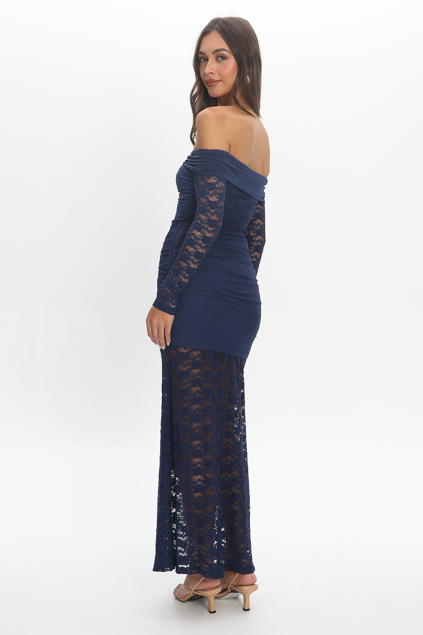 Luli Off-Shoulder Sash Maxi Dress Navy