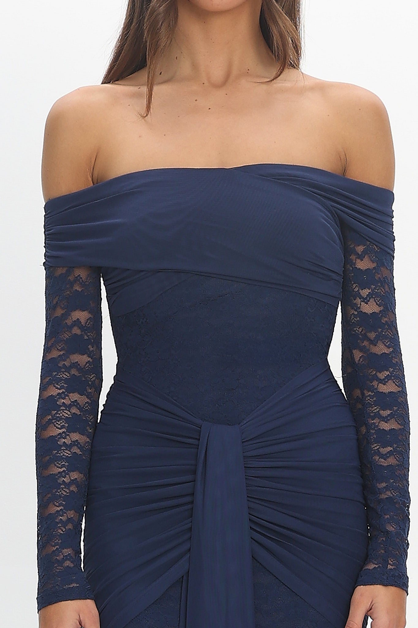 Luli Off-Shoulder Sash Maxi Dress Navy