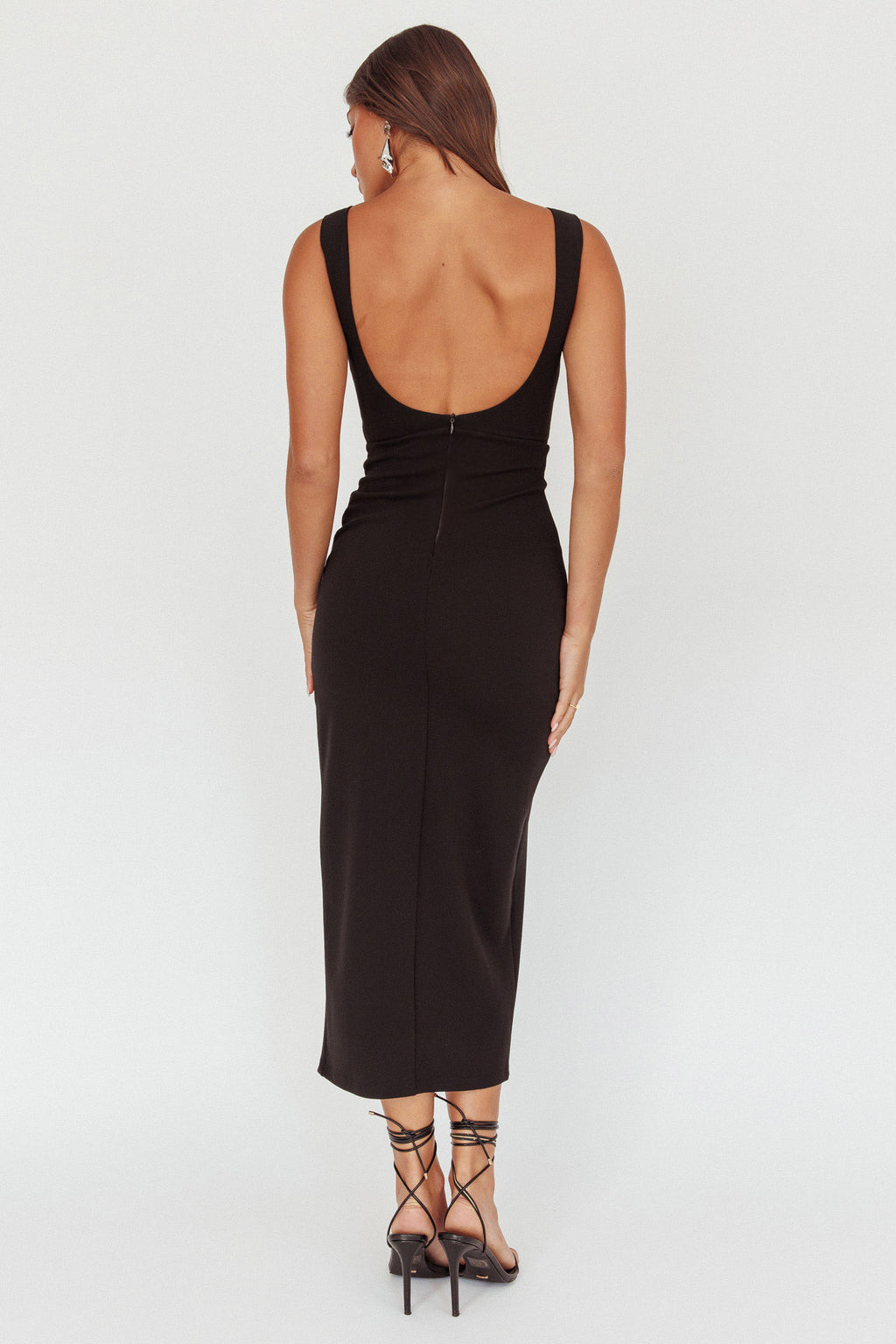 Emille Cut-Out Split Midi Dress Black by Selfie Leslie