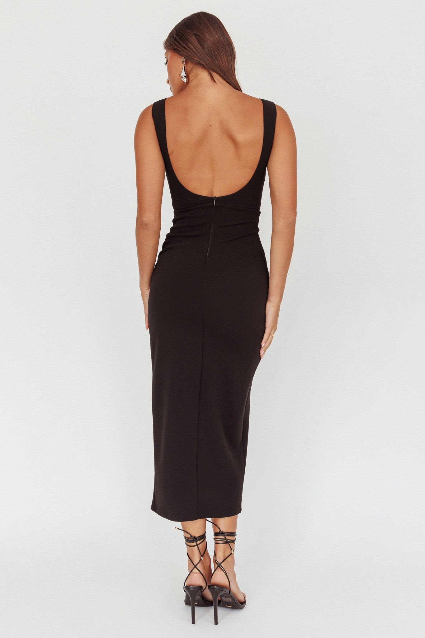 Emille Cut-Out Split Midi Dress Black by Selfie Leslie