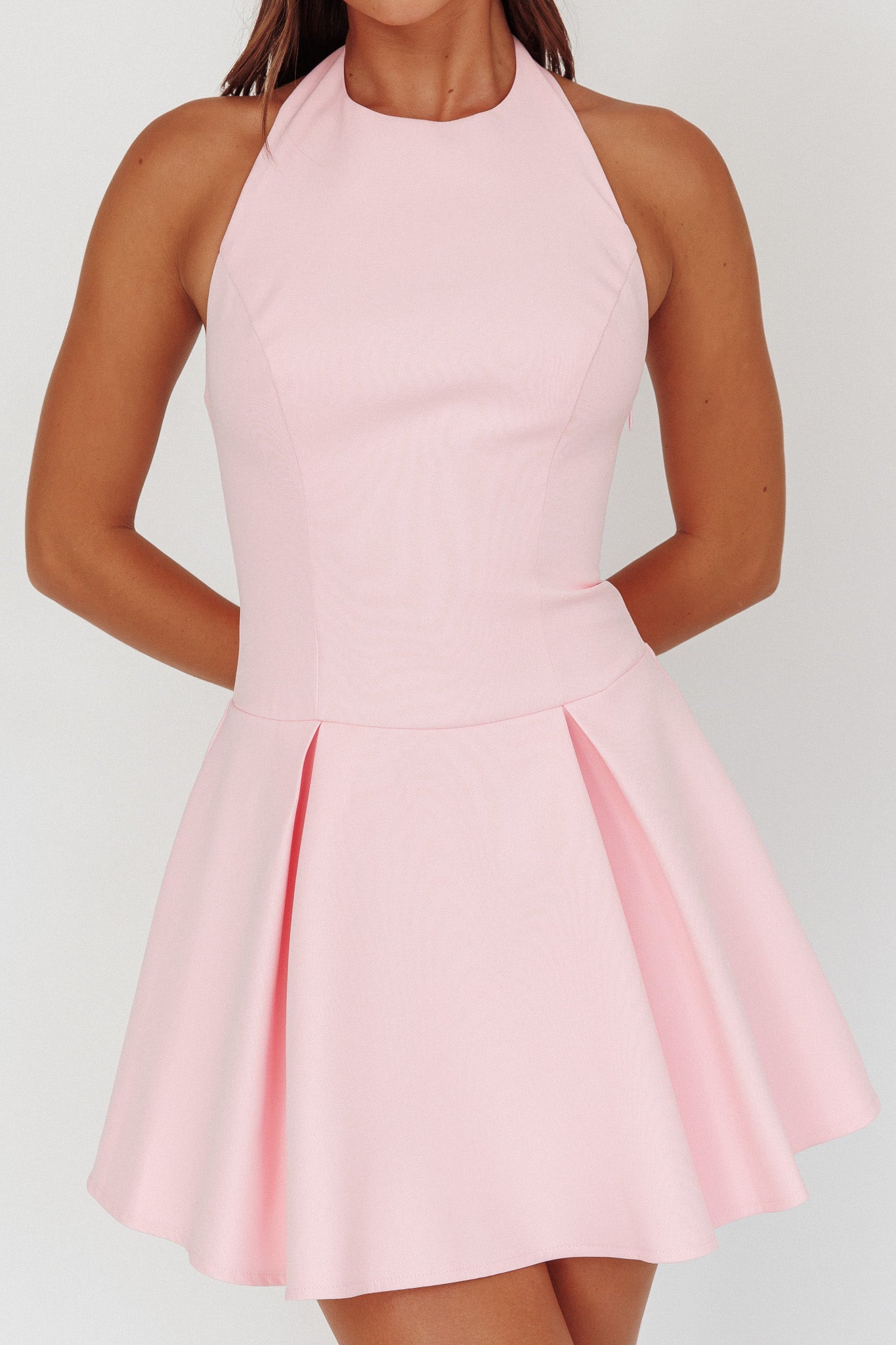 high neck pink mini dress Sorority Rush Dress | Cerina High Neck Mini Dress
