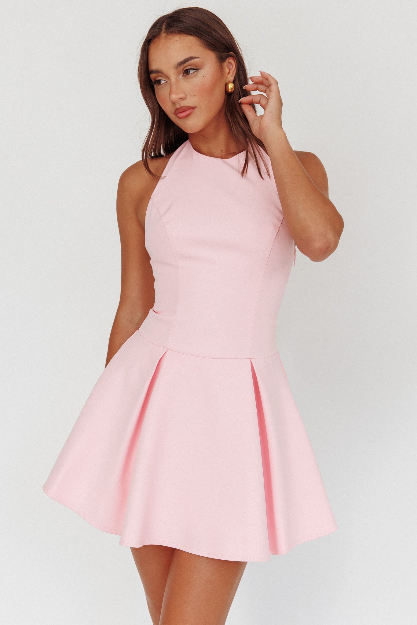 Hype Girl Box Pleat Mini Dress Pink by Selfie Leslie