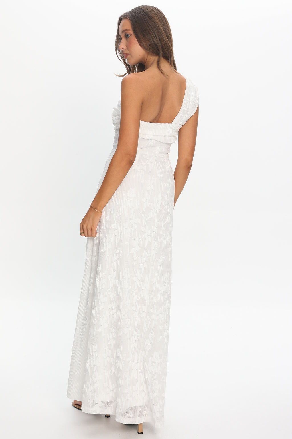 Azure Sun Drop Waist Maxi Dress Lace Off White