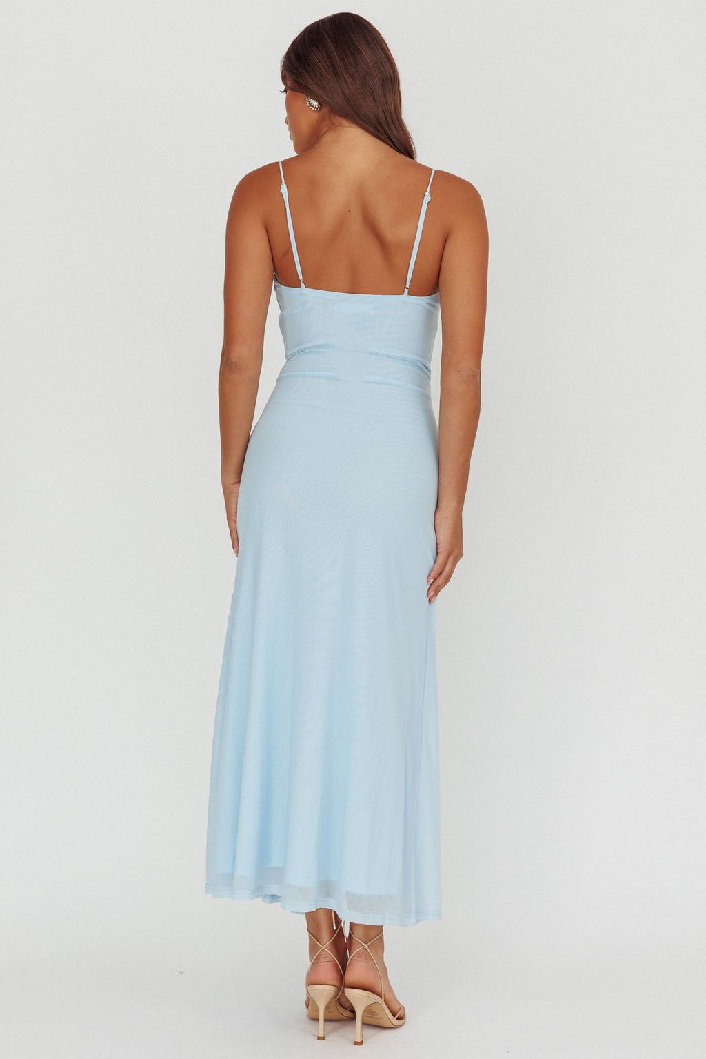 Azure Sun Drop Waist Split Maxi Dress Light Blue by Selfie Leslie