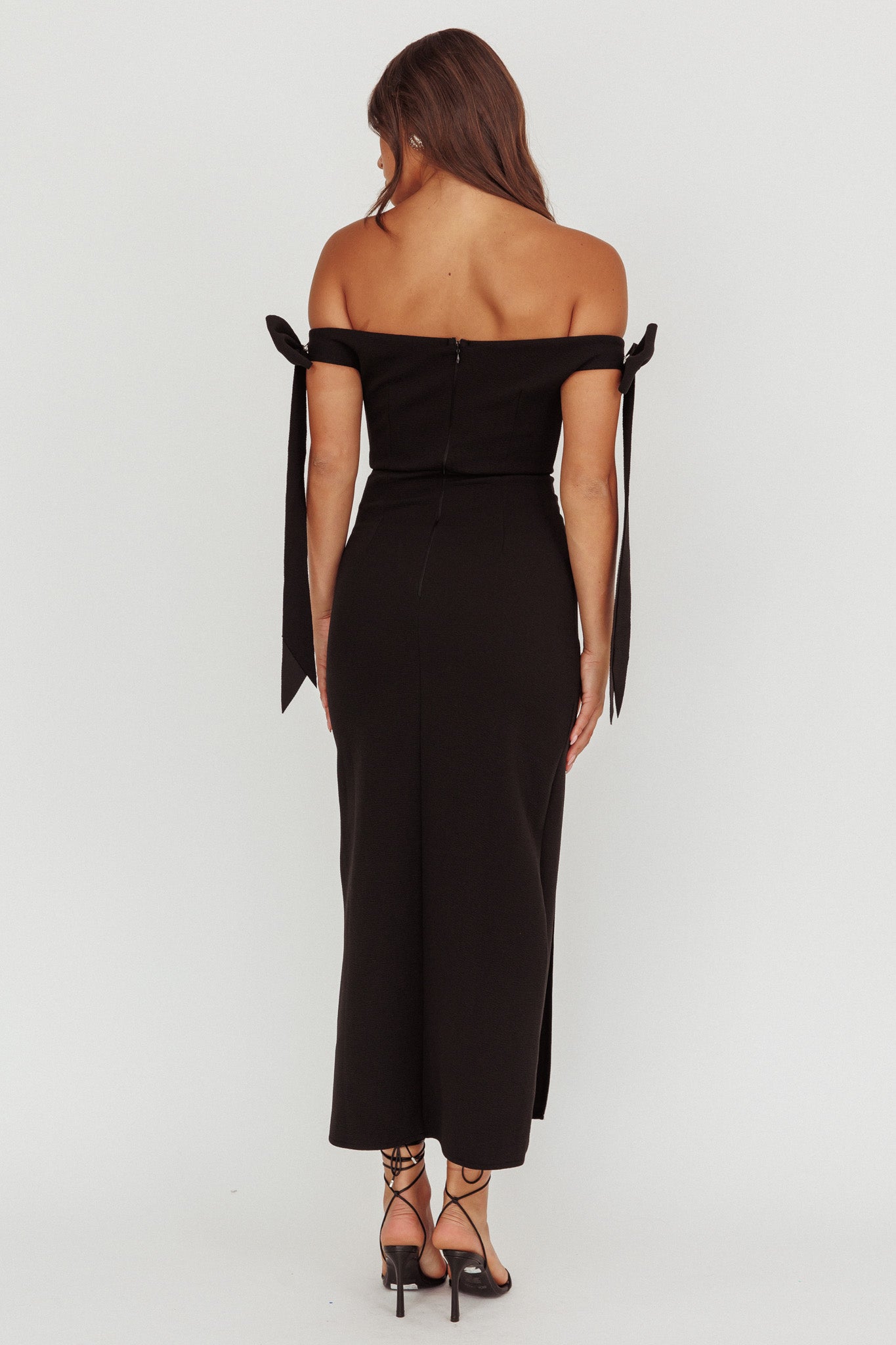 Have Faith Off-Shoulder Bow Sleeve Maxi Dress Black– Selfie Leslie