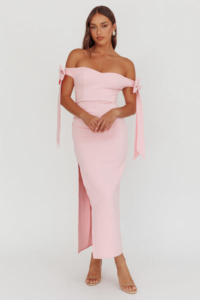 women's light pink strapless off the shoulder dress Have Faith Off-Shoulder Bow Sleeve Maxi Baby this dress combines a US Size:28 RH: 5_7 Yellow tulle lace long