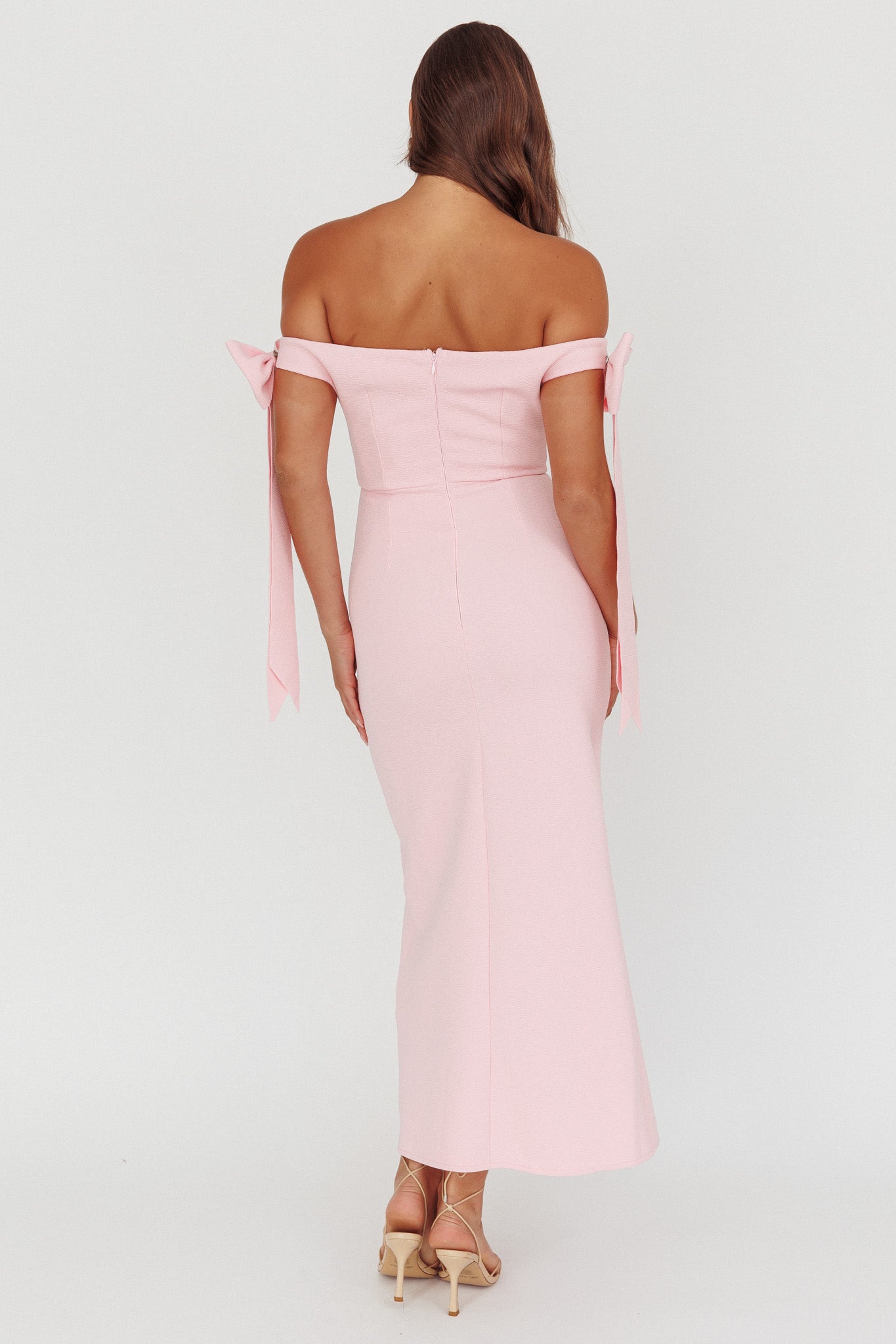 strapless open back dress One Shoulder Bow Column Gown 12 / Hot Pink main image 0