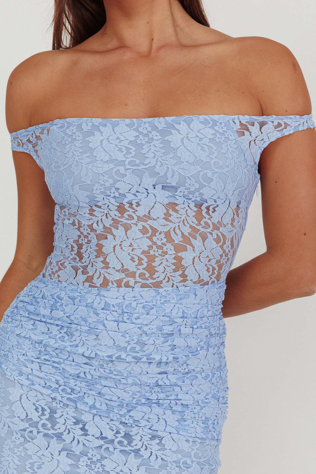 Bellora Off-Shoulder Lace Maxi Dress Blue by Selfie Leslie
