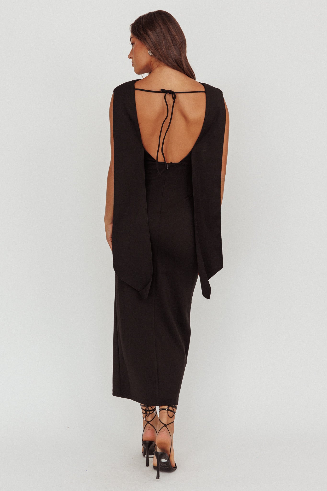 Looks Of Love Shoulder Sash Maxi Dress Black by Selfie Leslie