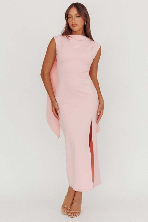 Looks Of Love Shoulder Sash Maxi Dress Pink