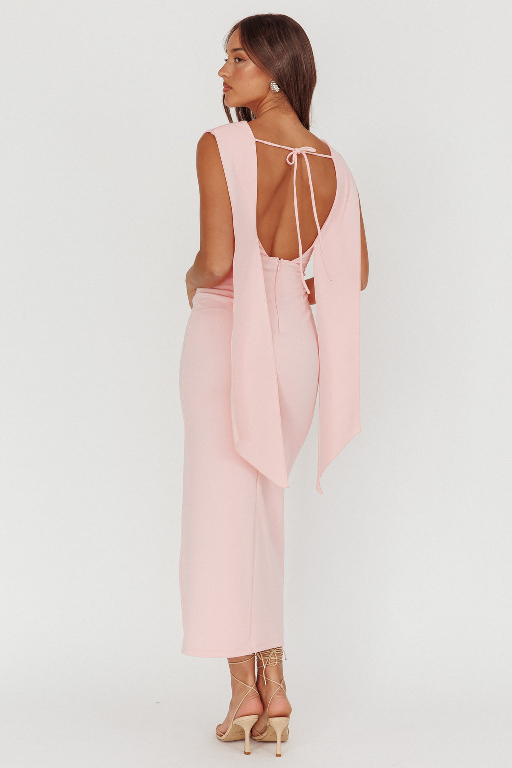 Looks Of Love Shoulder Sash Maxi Dress Pink by Selfie Leslie