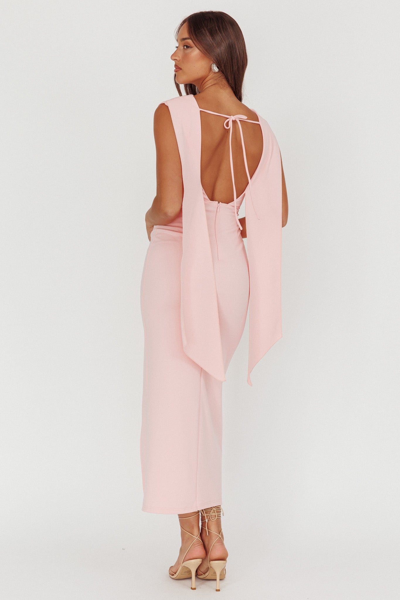 Looks Of Love Shoulder Sash Maxi Dress Pink by Selfie Leslie