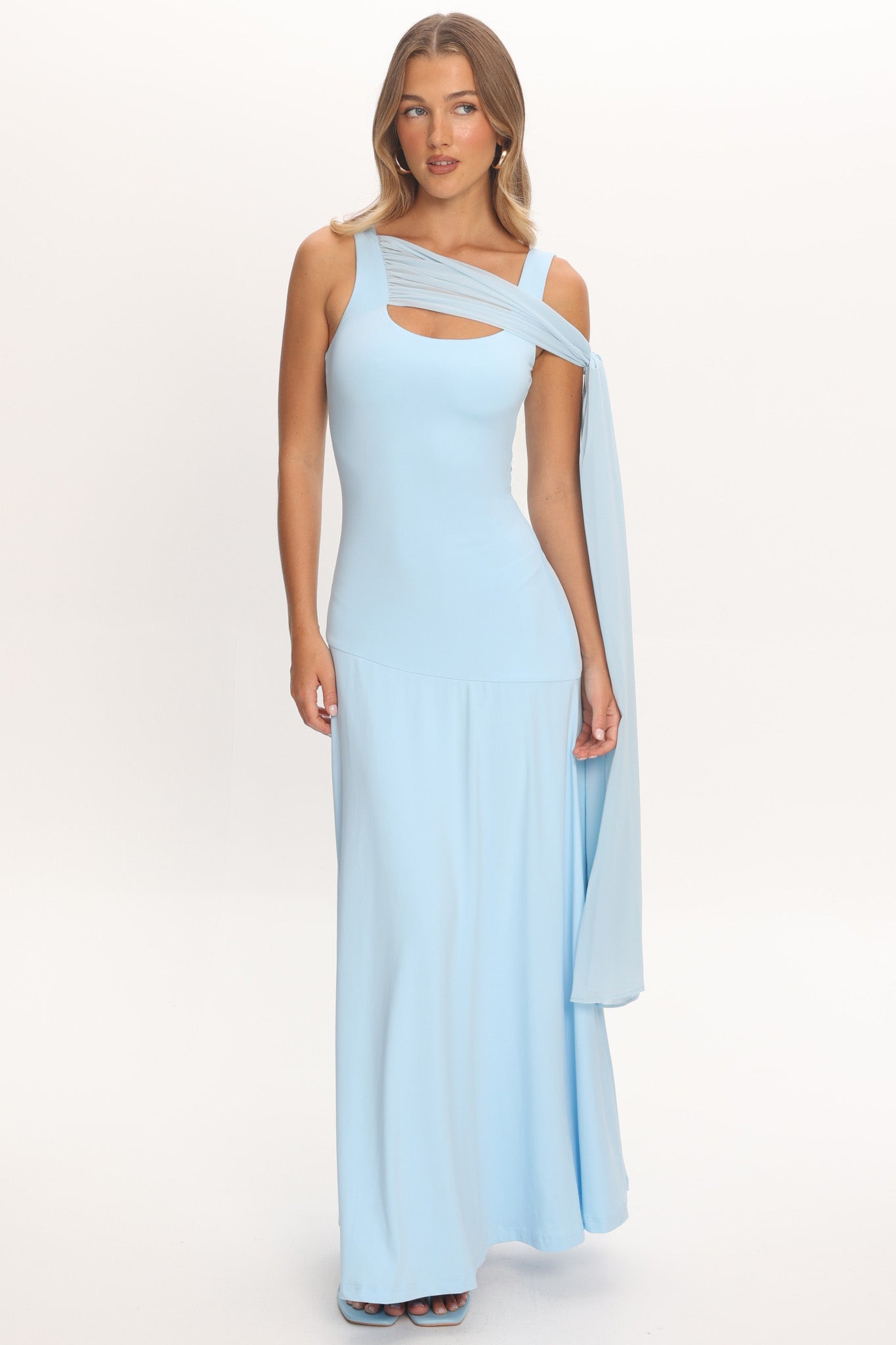 lyla maxi dress Lylah Sash Neckline Maxi Dress Light Blue