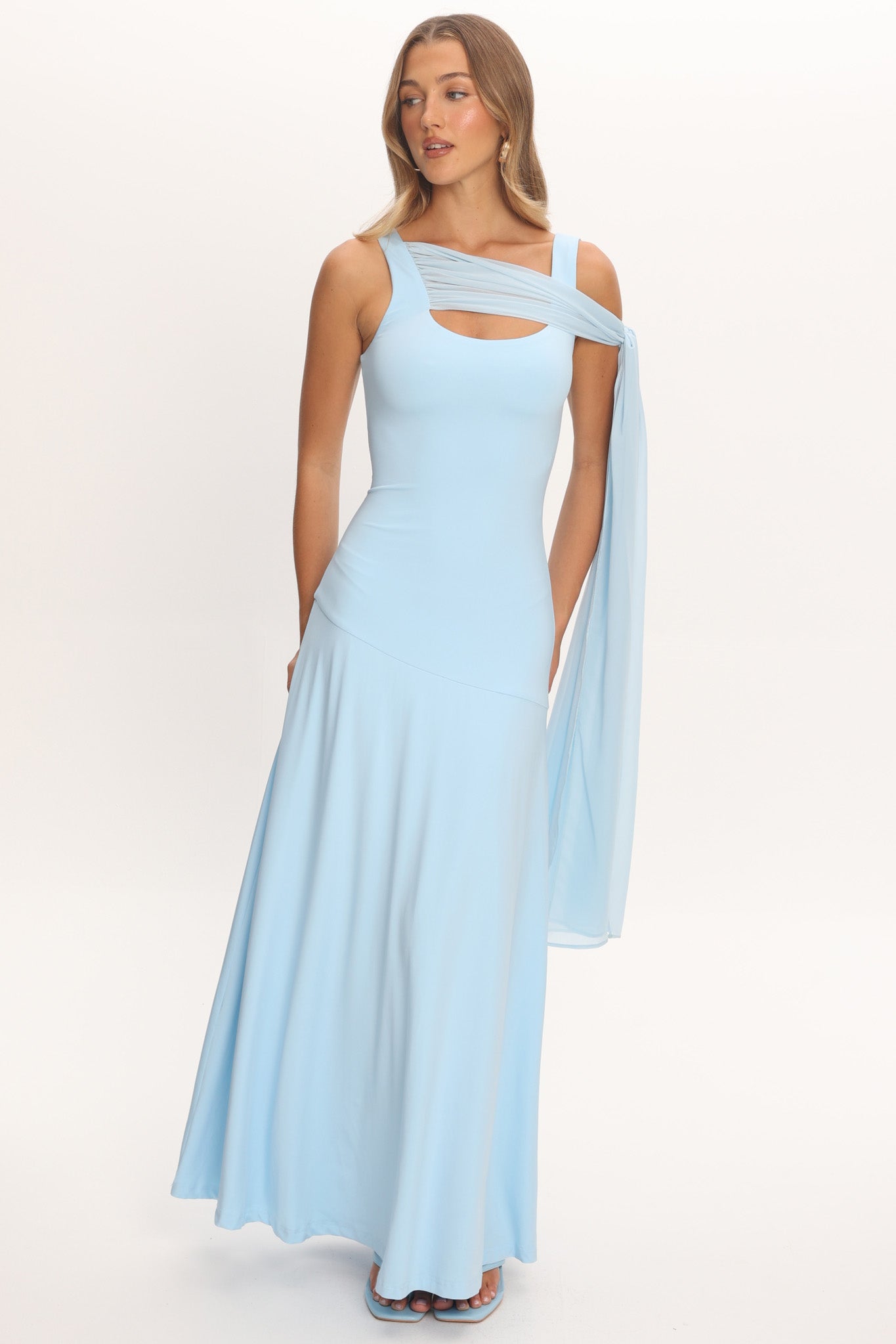 Lylah Sash Neckline Maxi Dress Light Blue | Selfie Leslie