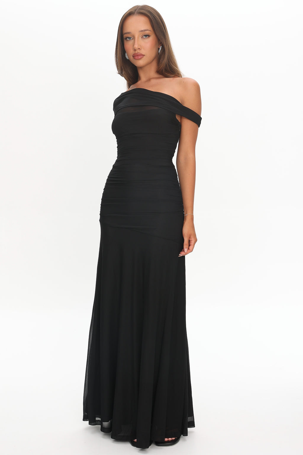 black high neck asymmetric embroidered trim maxi dress Black high neck asymmetric embroidered trim maxi