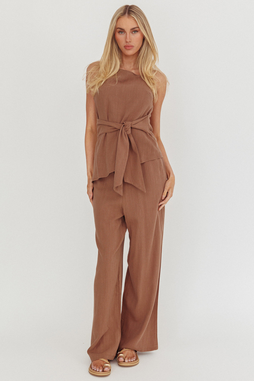 Eniola Drawstring Pants Chocolate by Selfie Leslie