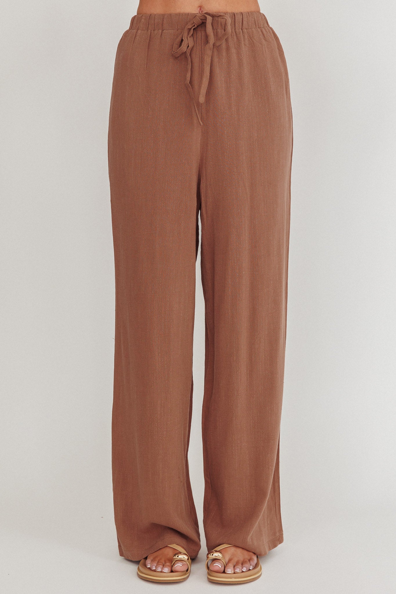 Eniola Drawstring Pants Chocolate by Selfie Leslie