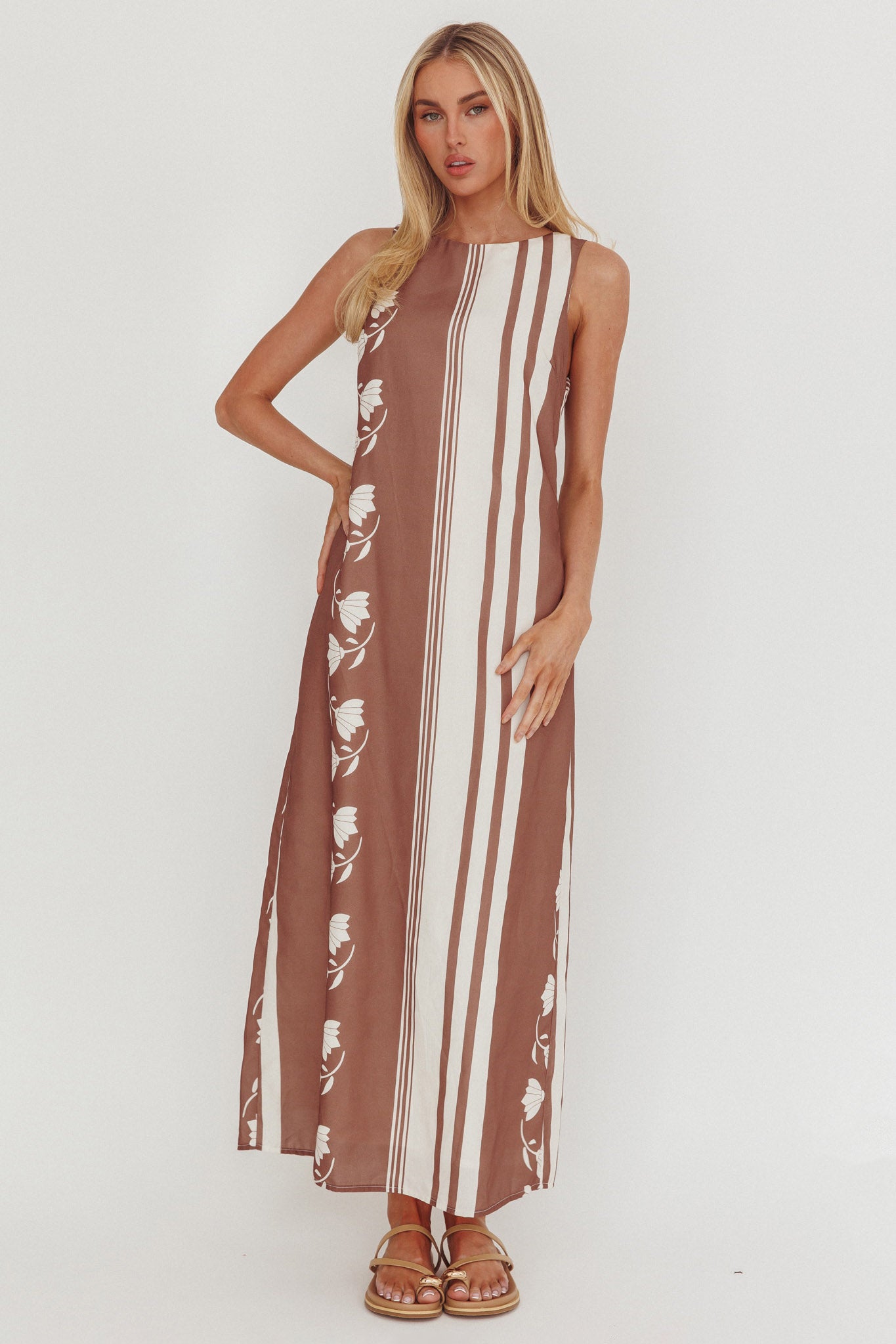 Dayla Sleeveless Waist Tie Maxi Dress Palma by Selfie Leslie