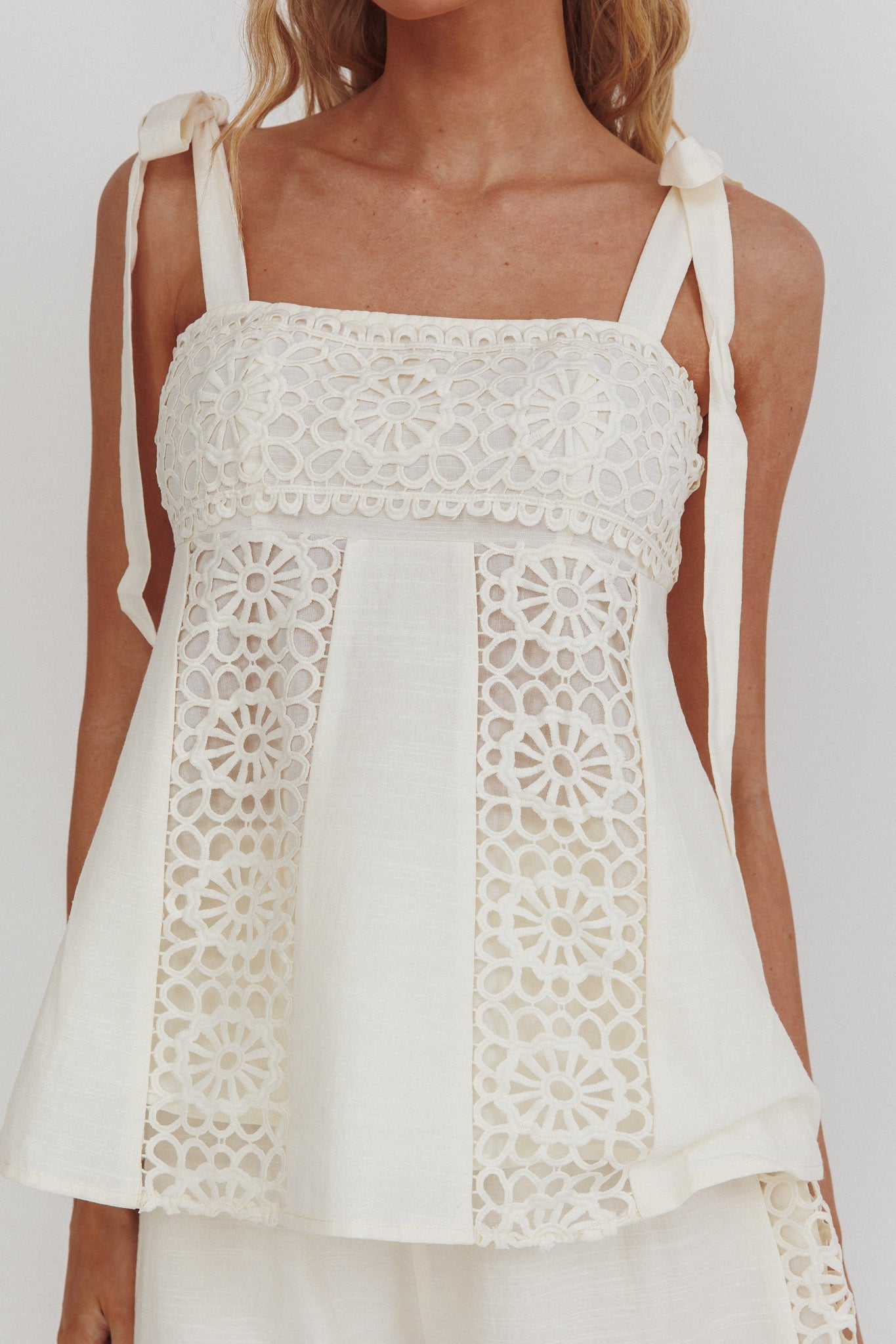 Baybreeze Tied Shoulder Top White by Selfie Leslie