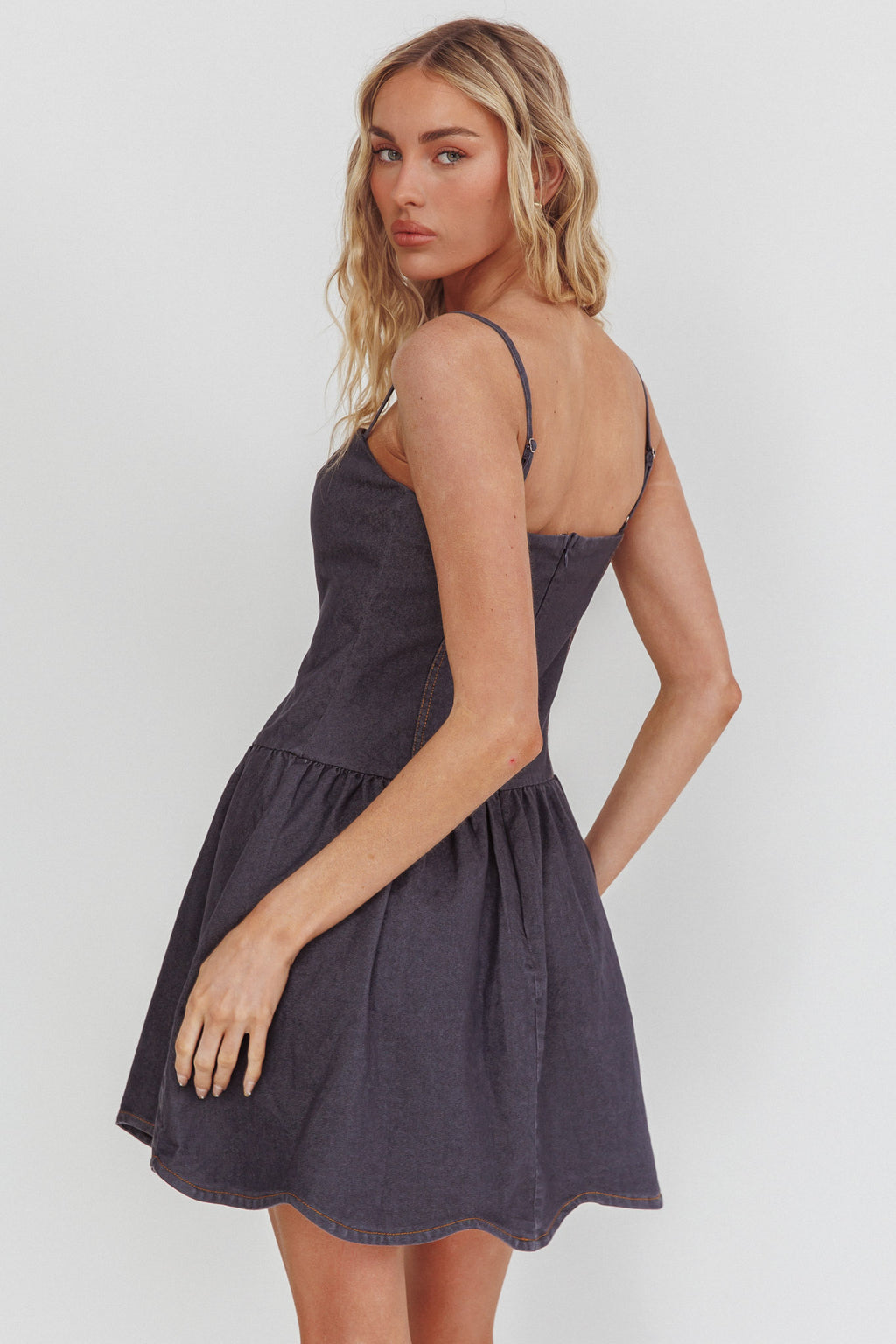 Jorena A-Line Mini Dress Graphite by Selfie Leslie