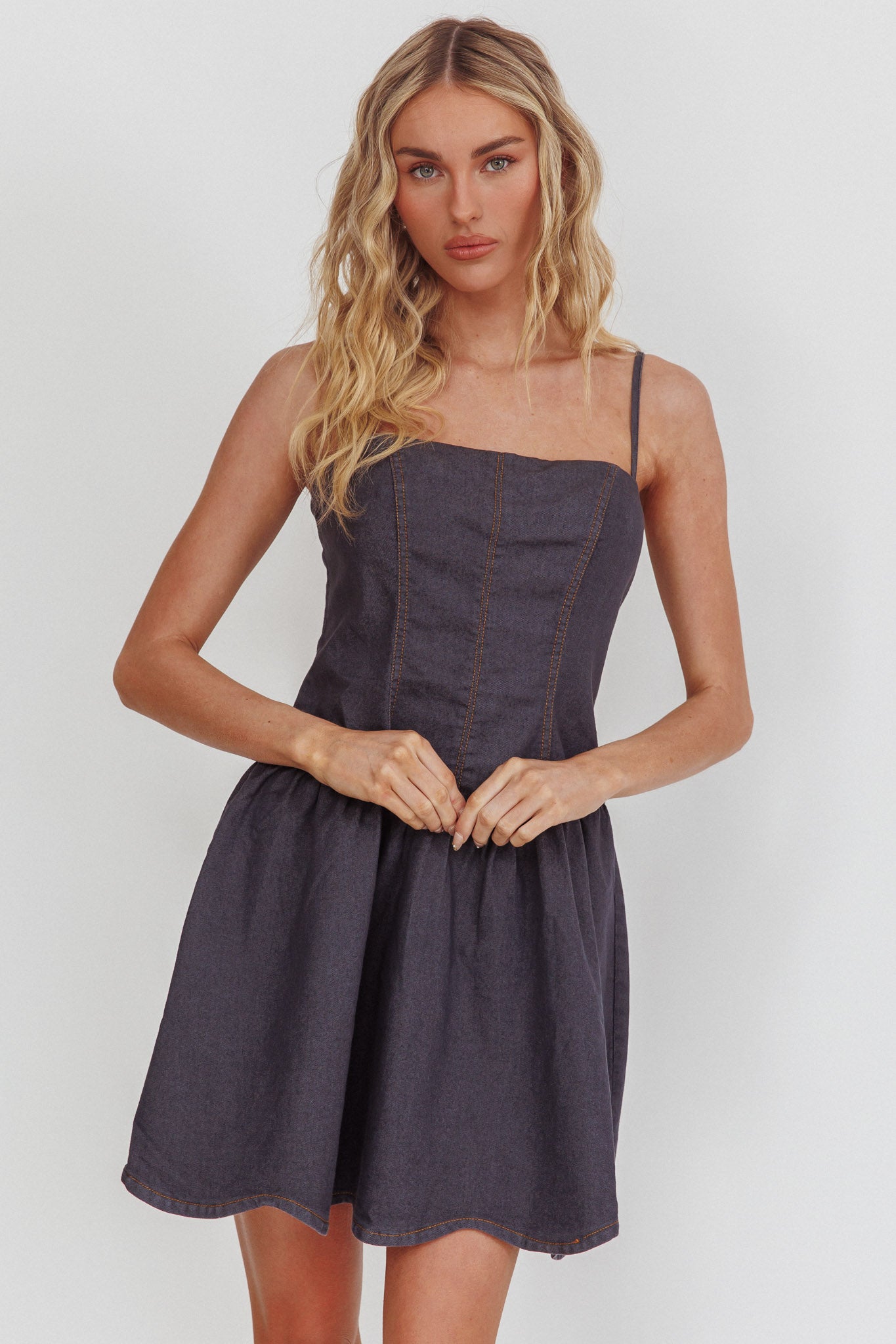 Jorena A-Line Mini Dress Graphite by Selfie Leslie