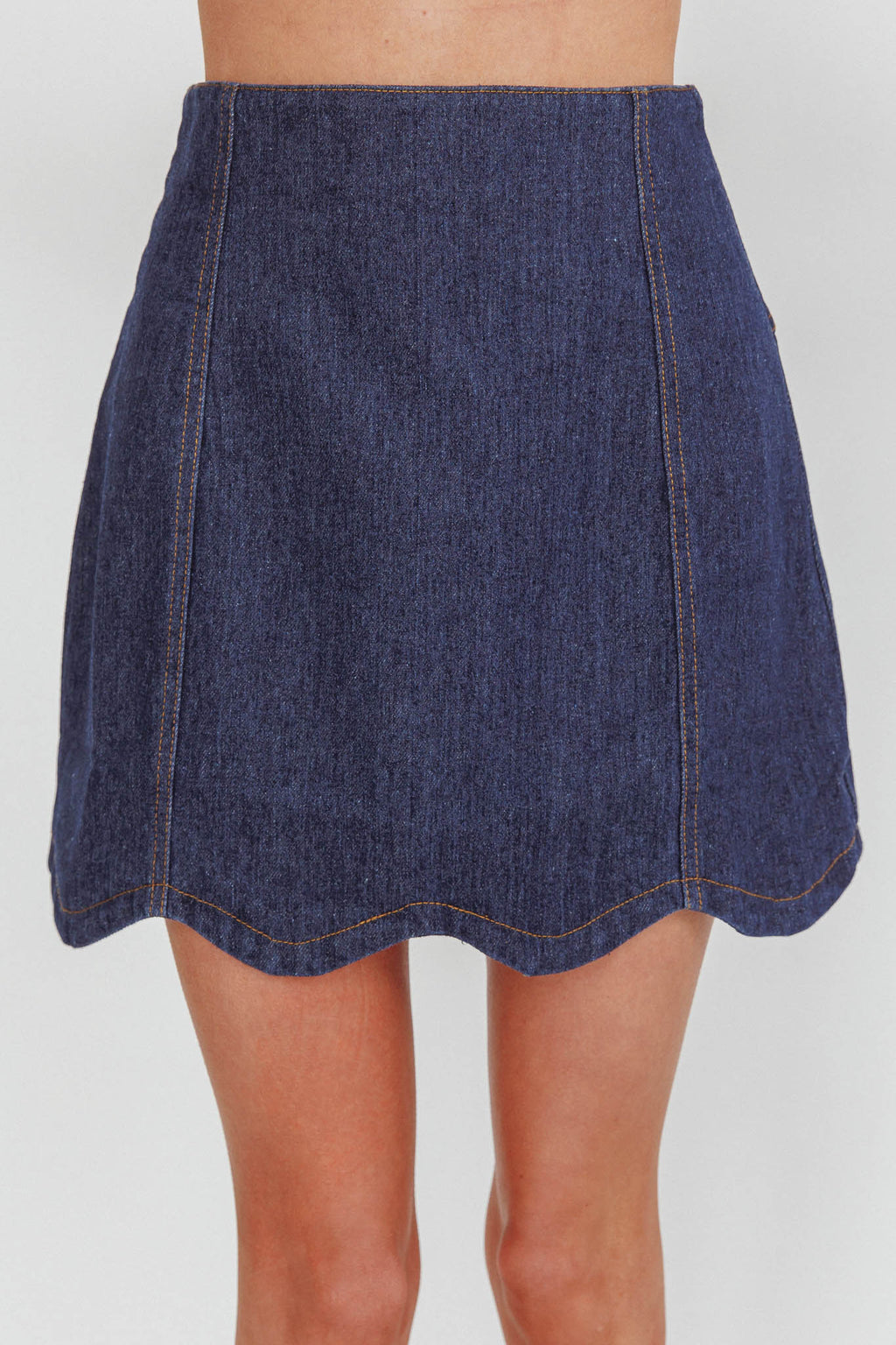 Halen Scalloped Mini Skirt Indigo by Selfie Leslie