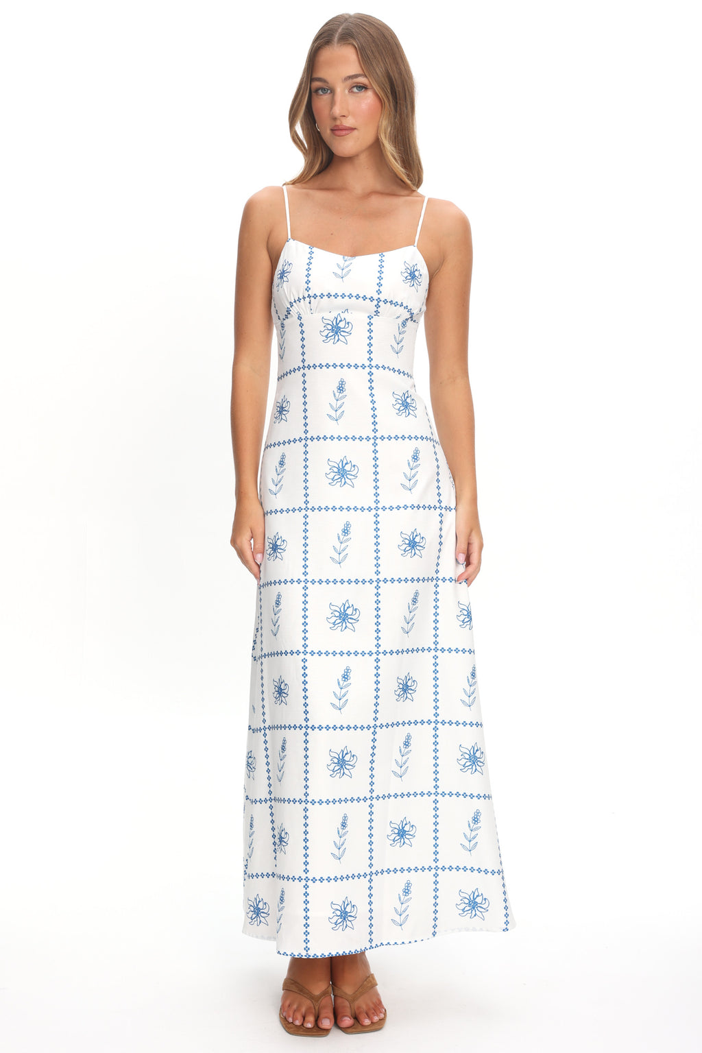 Naysha Cami Strap Maxi Dress Floral White
