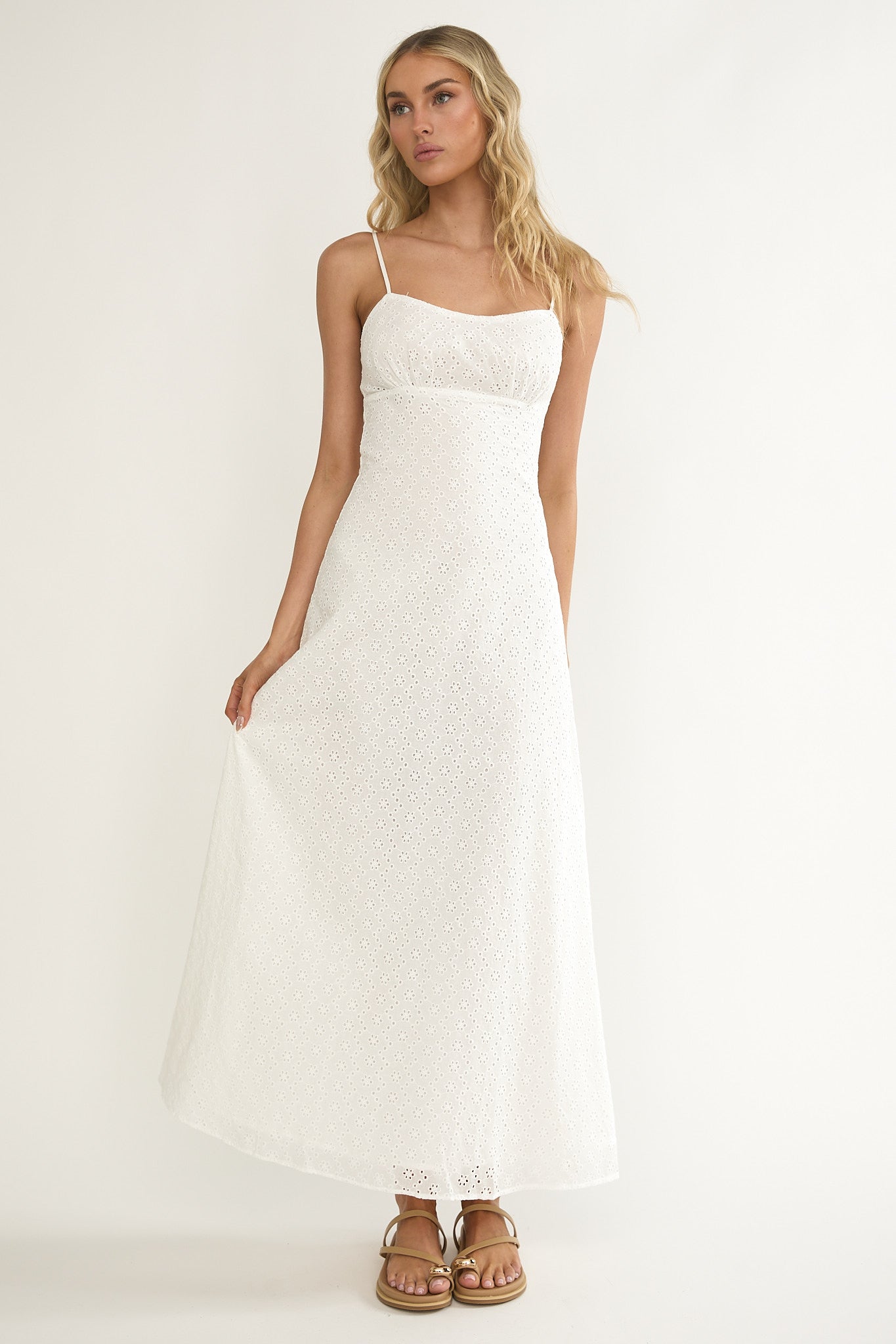 Naysha Eyelet Embroidery Maxi Dress by Selfie Leslie