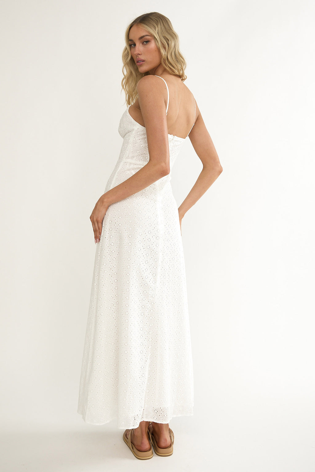 Naysha Eyelet Embroidery Maxi Dress by Selfie Leslie