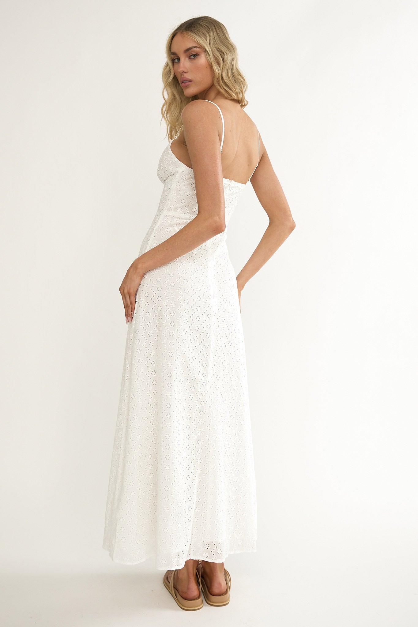 Naysha Eyelet Embroidery Maxi Dress by Selfie Leslie
