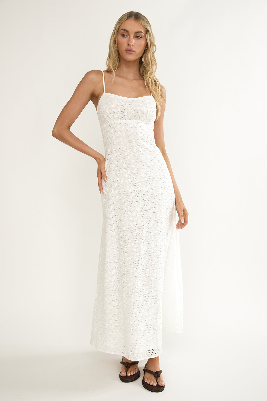 Naysha Eyelet Embroidery Maxi Dress by Selfie Leslie